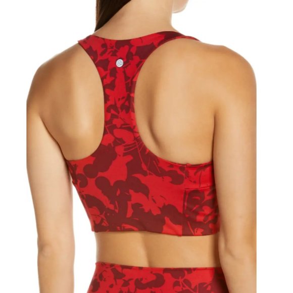 Zella Red Studio Longline Printed Racerback Sports Bra - Picture 2 of 4